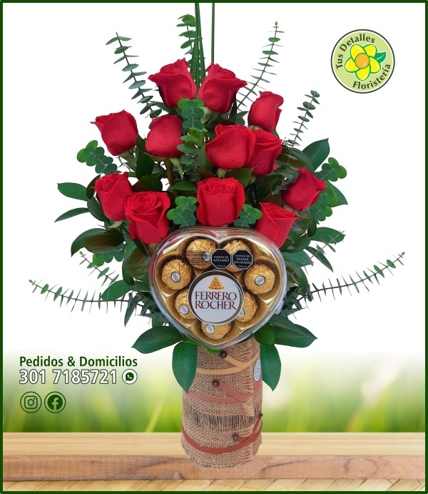 Cilindro Yute 12 Rosas 1 Ferrero♥/$154.000
