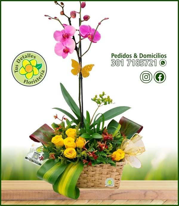 Arreglo Planta Orquidea y Rosas /$215.000
