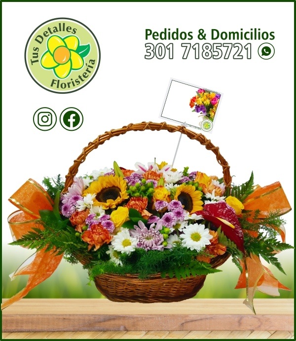 Canasto Flores Variadas / $225.000