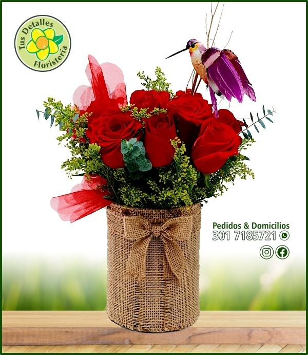 Cilindro Yute 10 Rosas 1 Pájaro / $116.000