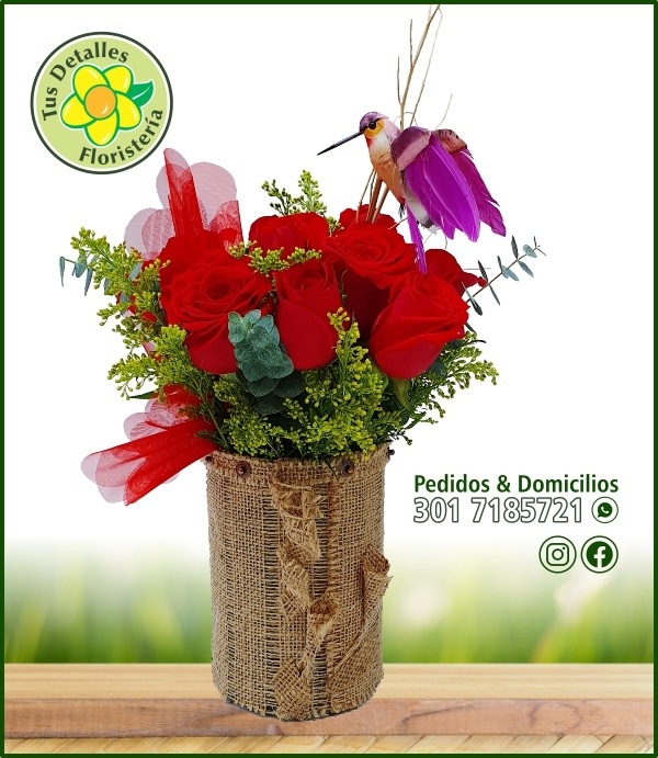 Cilindro Yute 10 Rosas 1 Pájaro / $106.000