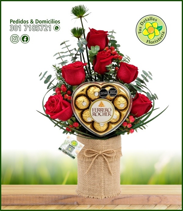 Cilindro Yute 6 Rosas 1 Ferrero♥/ $111.000