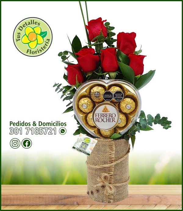 Cilindro Yute 6 Rosas 1 Ferrero♥/ $111.000