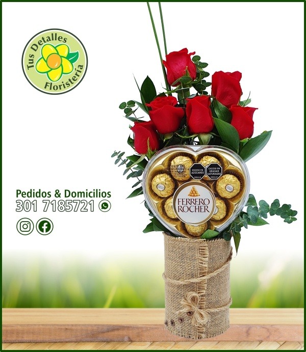 Cilindro Yute 6 Rosas 1 Ferrero♥/ $105.000