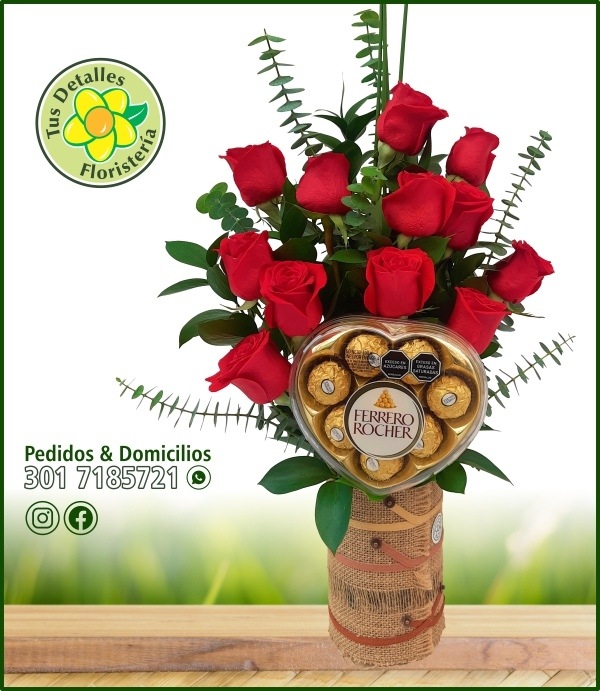 Cilindro Yute 12 Rosas 1 Ferrero♥/$145.000