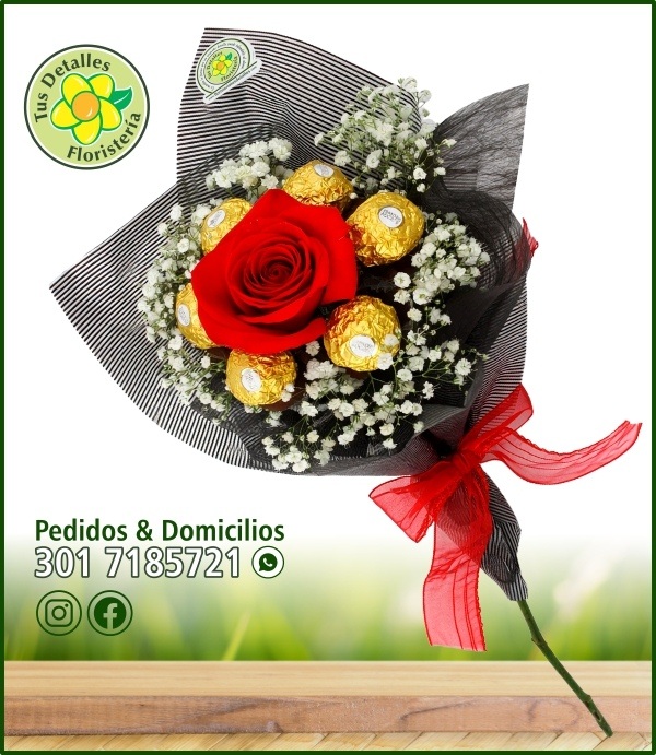 Ramillete #36/ 1 Rosa + 6 Ferrero/ $40.000