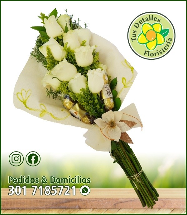 Ramillete 10 Rosas 2 Ferrero / $85.000